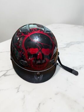 Rodia RHD200V Half Helmet (Skull
Boneyard Flat Red)
